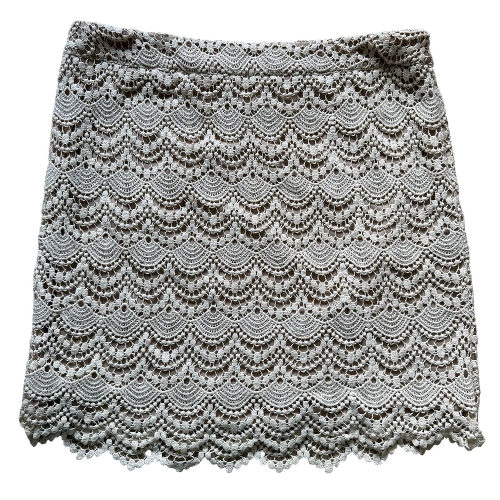 Forever 21 Off White Crochet Knit Lace Mini Pencil Skirt